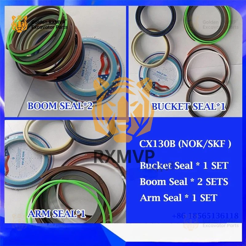 For 4SETS CX130B  Arm/Boom/Bucket Cylinder Seal Kit for CASE130B Hydraulic Repair Oil Seal Excavator