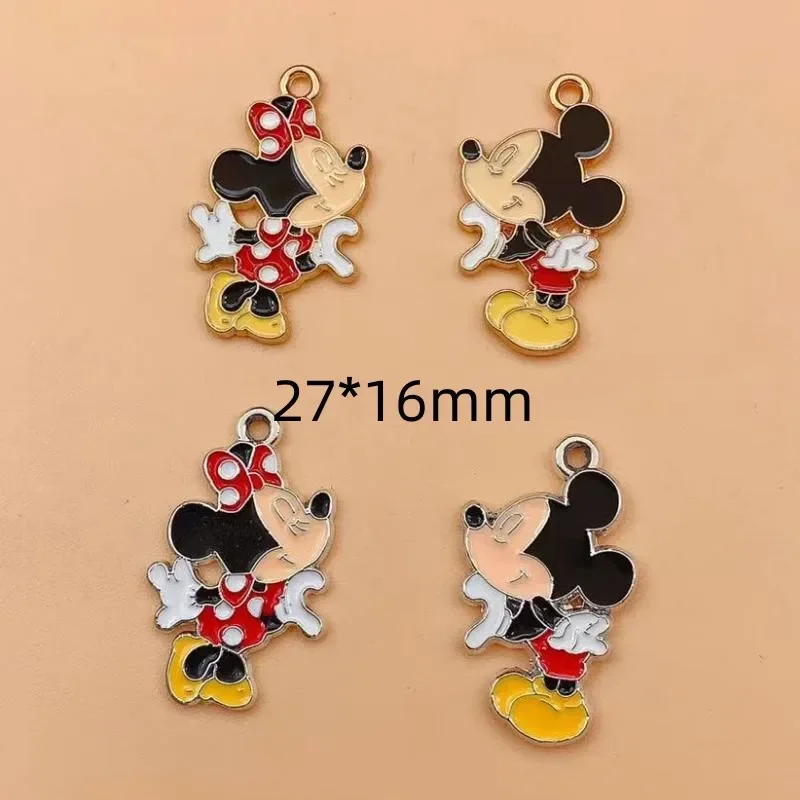 Disney Mickey Minnie Colar Pingente, Cute Cartoon Jewelry, Pequeno Pingente, DIY Handmade Material Acessórios, 10Pcs