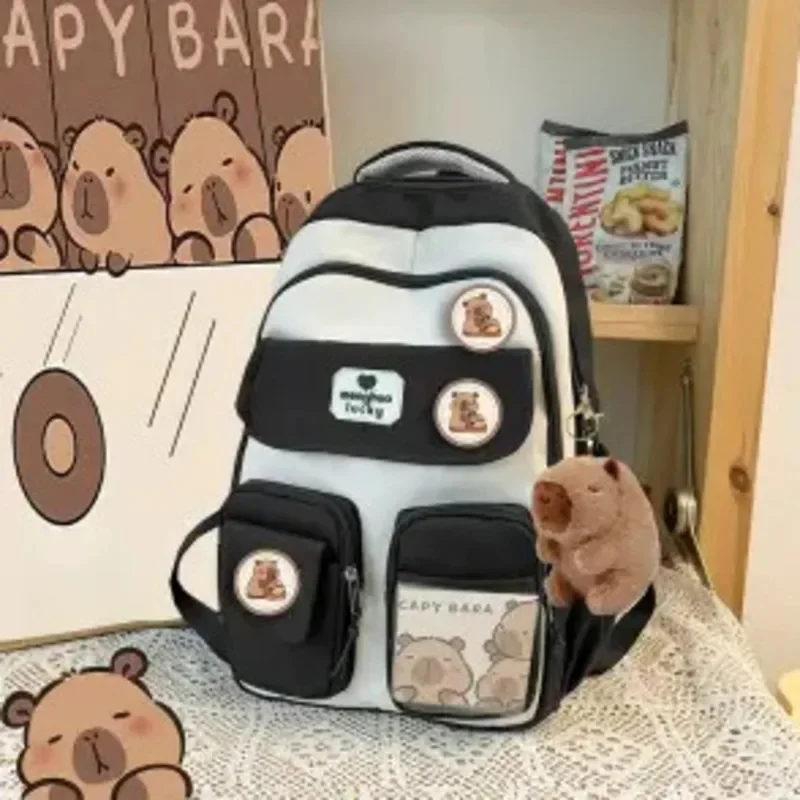 Capybara Backpack Cute Backpack Plush Schoolbag Cartoon Soft Funny Animal Large Capacity Stuffed Unisex Y2K Aesthetic Backpacks