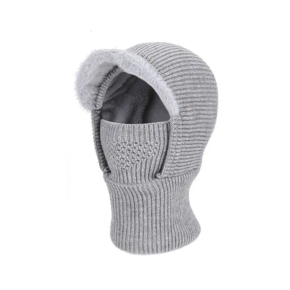 Thick Thermal Windproof Thickened Knitted Beanie Hat Ear Protection Brim Design Balaclava Hat Winter Warm Hat For Men