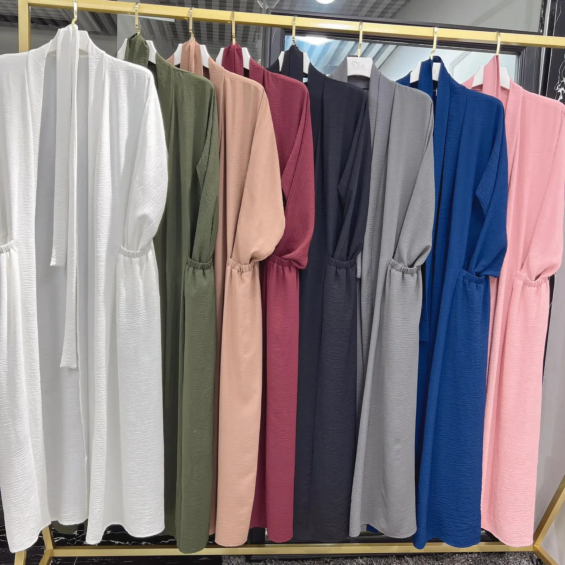 Vestido Hijab Muçulmano para Mulheres, Robe Kaftan Modesto, Abayas Abertas, Roupas Islâmicas, Ramadan, Eid, Dubai, Turquia, Quimono