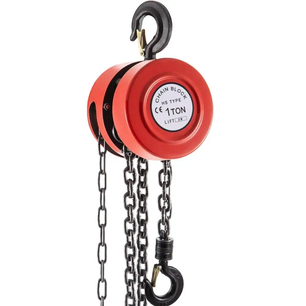 

Manual Chain Hoist 2200 lbs 1 Ton Capacity 7ft Lift Heavy Duty Steel Chain Block for Workshop and Transport Red