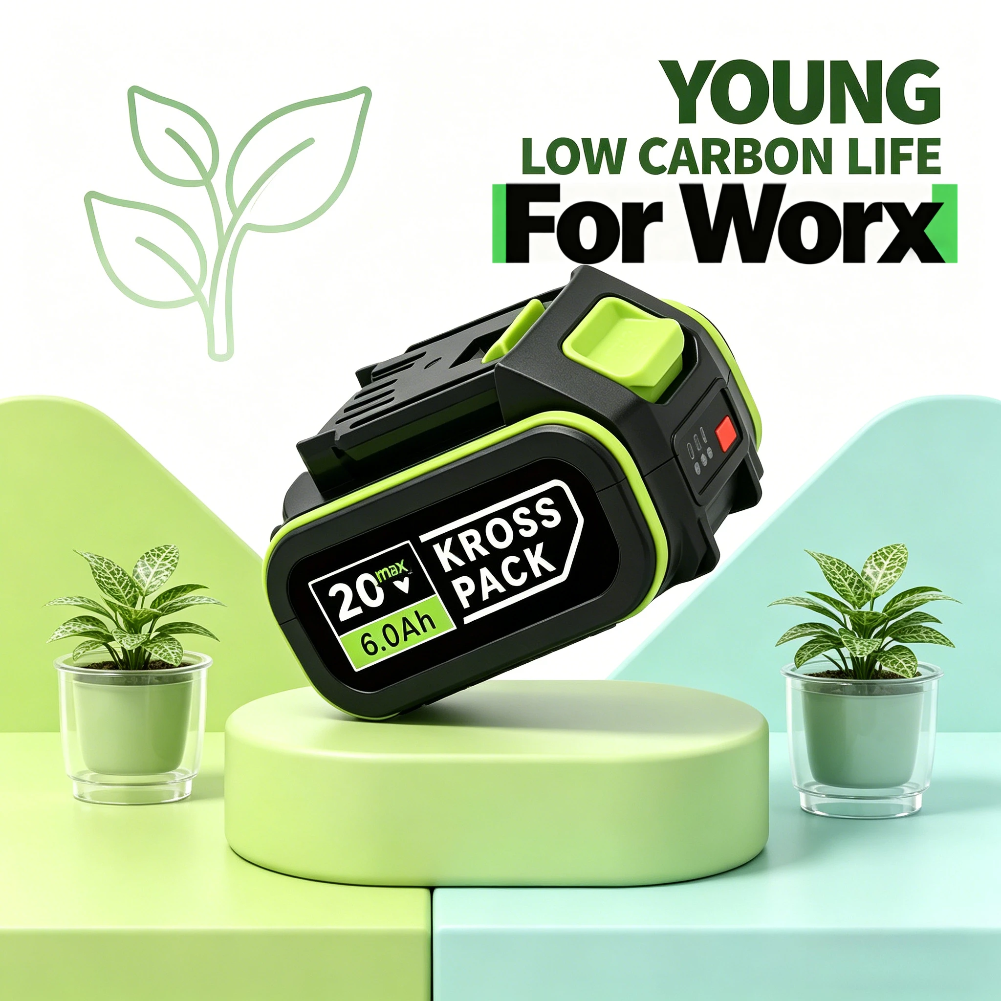 

Grade A 18650 Cells For Worx 20V Battery 6.0Ah 6000+ Cycles Li-ion Replacement Battery for Worx 20V Home Daily Use Tools