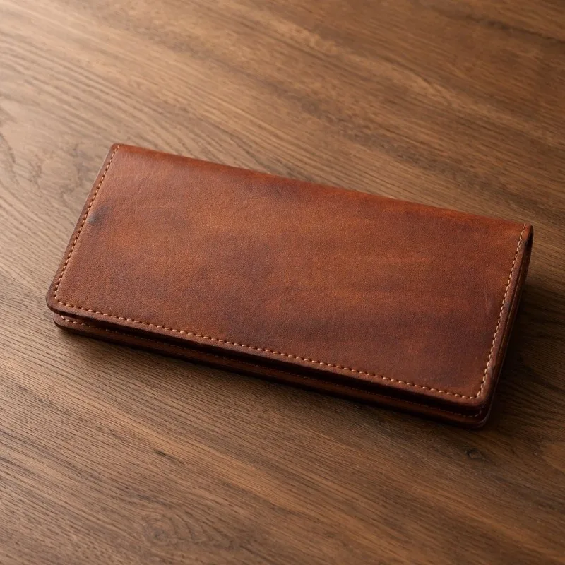 2026 Men's Vintage Genuine Leather Long Wallet Multi‑Card Slots Cash Holder Retro Bifold Purse Card Organizer Clutch Bag for Men