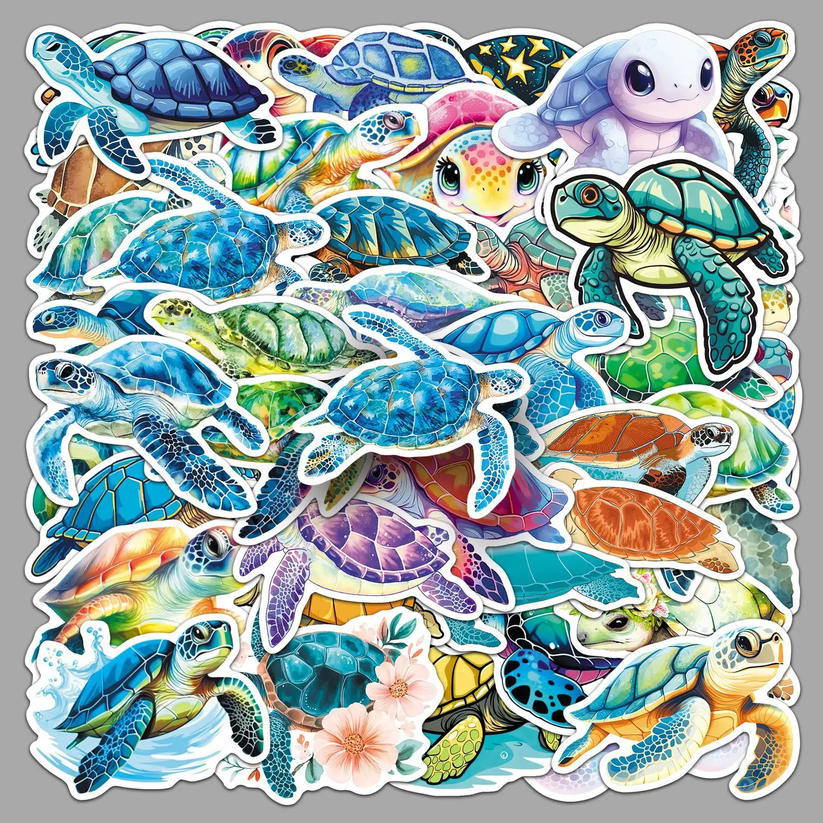 

50PCS Cartoon Sea Animals Cute Turtle Stickers Waterproof Decals Creative DIY Stationery Box Water Cup Guitar Scrapbook Desk