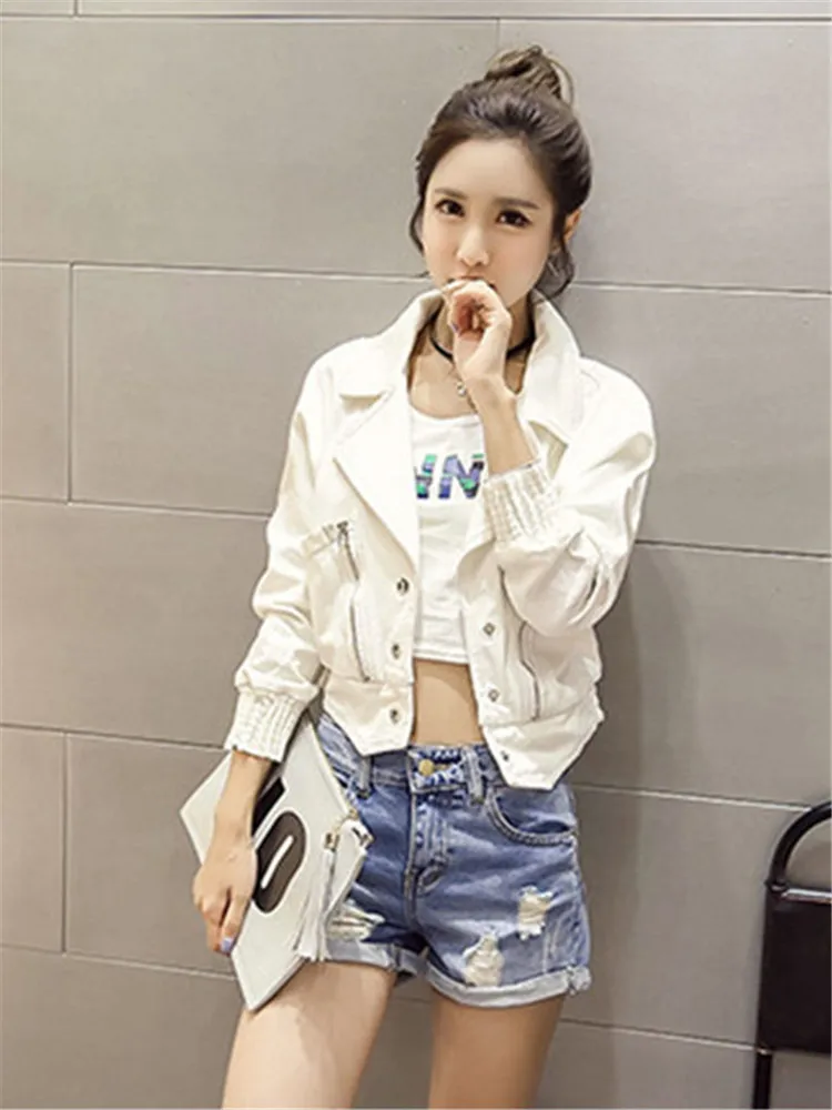 Womens Spring Autumn White Short Jean Jacket Korean Fashion Female Cowboy Outerwear Streetwear Denim Coat Casual Jeans Jackets