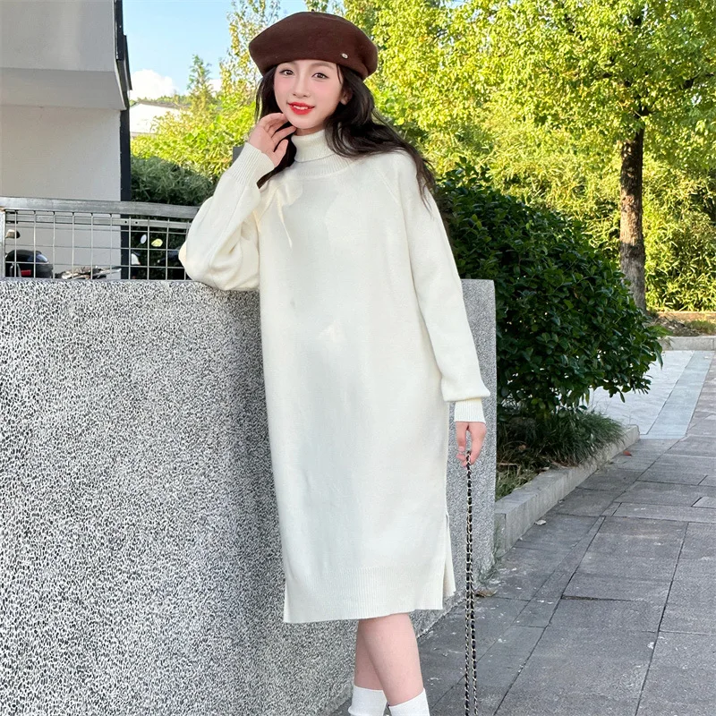 Girls Sweater 2024 New Autumn and Winter Fashion Turtleneck Pullover Long Foreign Sweater Korean Simple Style Clothes Sweater image 3