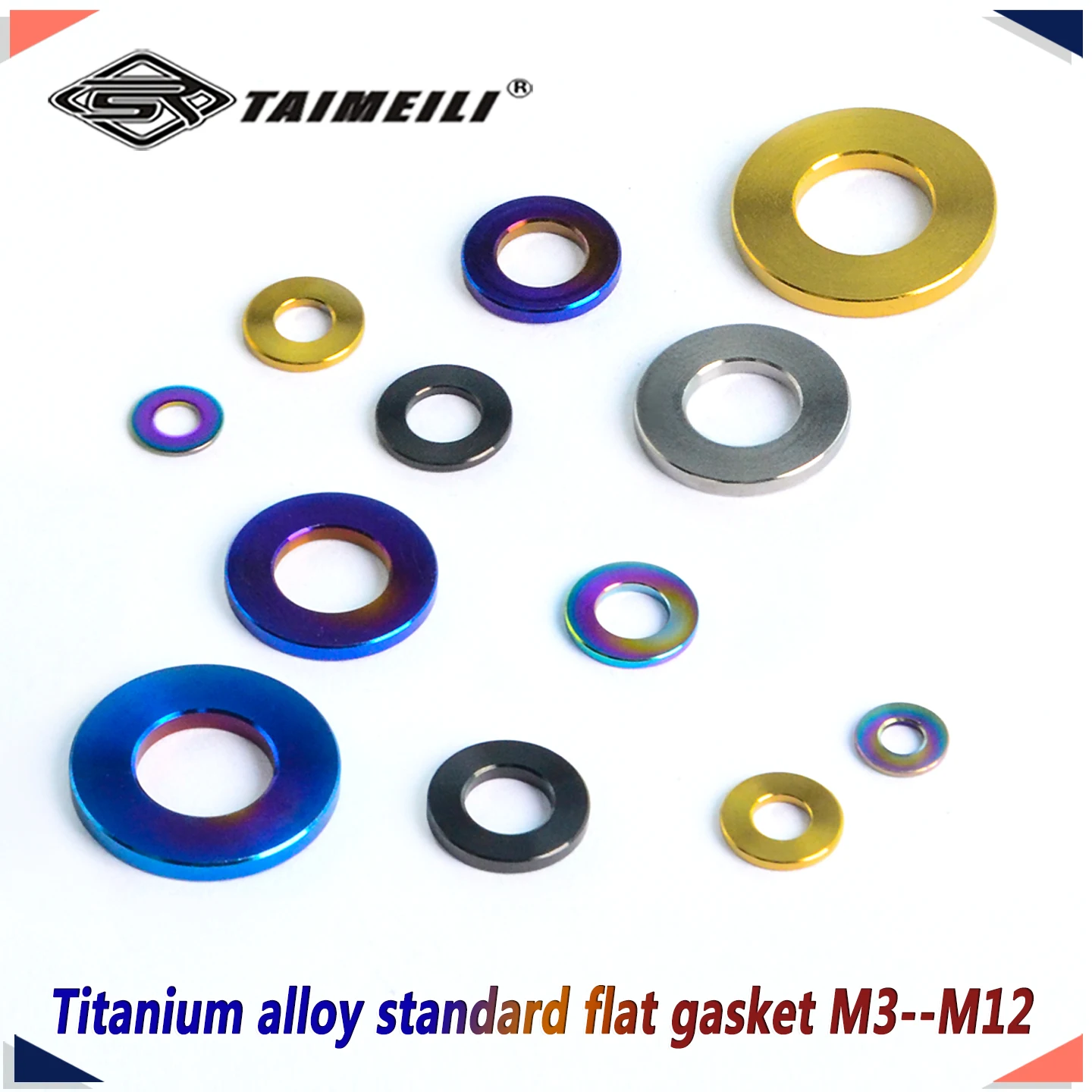 TAIMEILI 4 piezas/6 piezas/8 piezas/10 piezas Junta plana estándar de aleación de titanio M3/M4/M5/M6/M8/M10/M12 Súper resistente a la corrosión