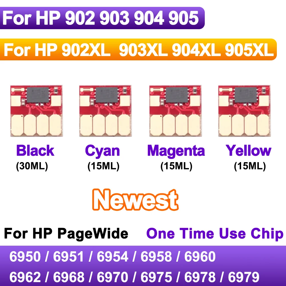 

Новейший 4-цветный чип картриджа с чернилами для HP903 903 XL 903 для HP Officejet 6950 6951 6954 6958 6960 6962 6968 6970 6975 6978 6979