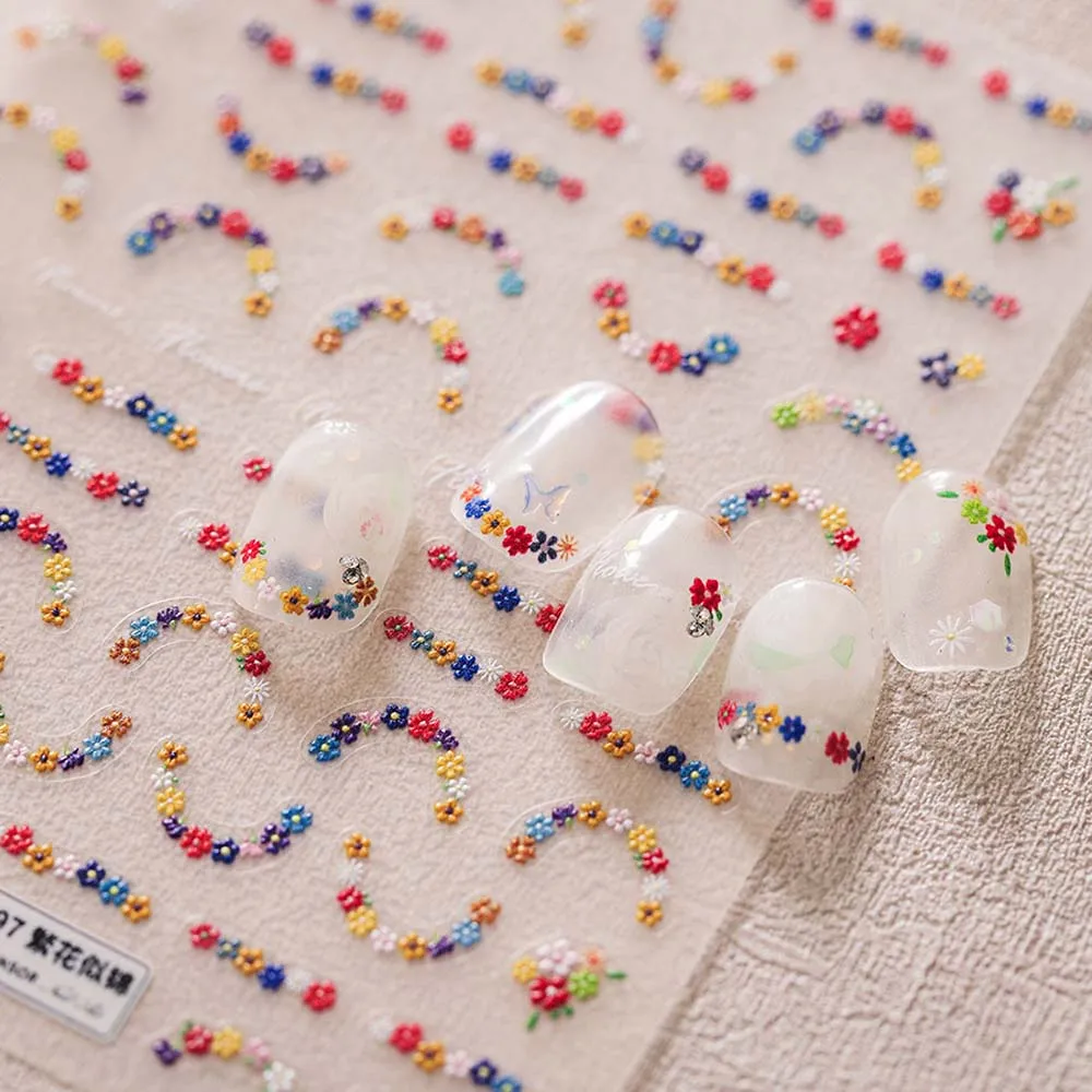 Sakura Jelly Flower Nail Stickers Peach Blossom Tulip Flower Nail Decorations Nail Accessories Pink Bowknot Flower Nail Decals