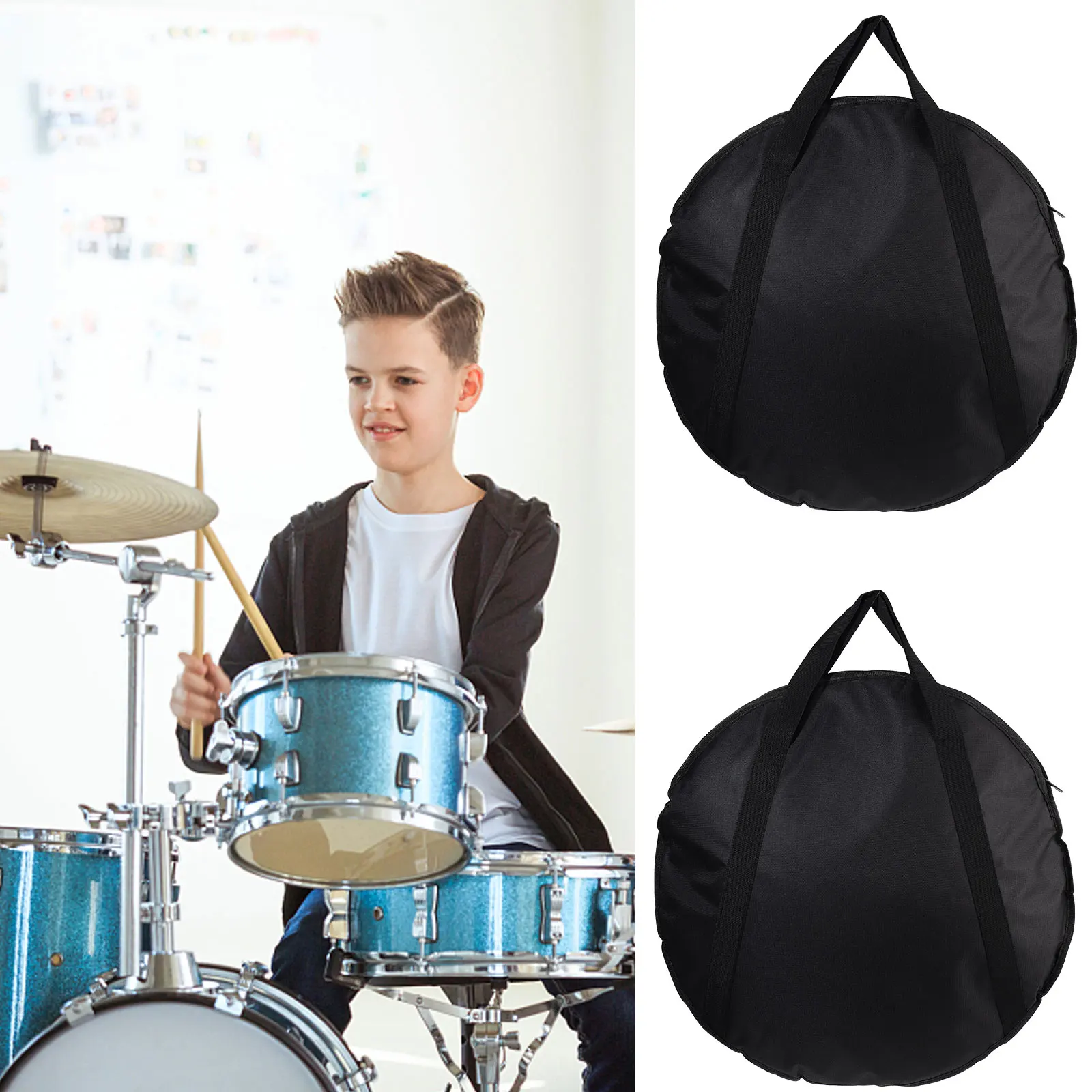 

Black Wear Resistant Storage Bag Small Pocket Cymbal Pouch Handheld Tote Professional Instrument Carrying Case Storage Organizer