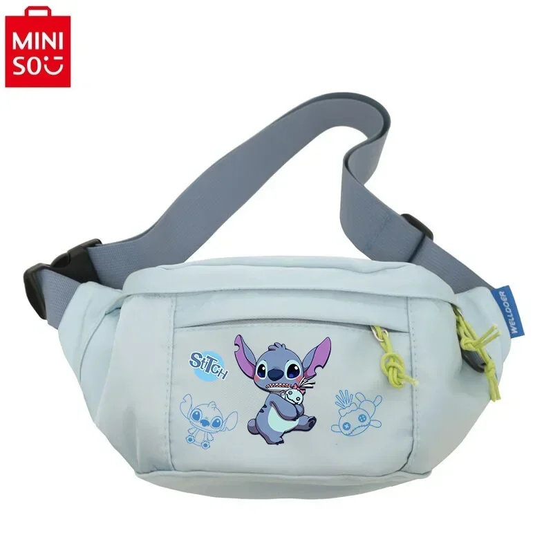 

MINISO Disney Cartoon Stitch Anime Cute Waist Bag Student Couple Versatile Multi functional Storage Chest Bag