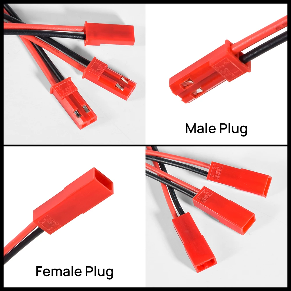 9IMOD JST Connector 2 Pin Male Female Connector 22 AWG for LED Strip Battery DIY Drone