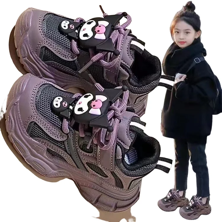 

Sanrio Kuromi Children's Shoes Girls' Sneakers Spring and Autumn Period Cartoon Dirt Tolerance Y2K Kawalii Sweet Let In Air
