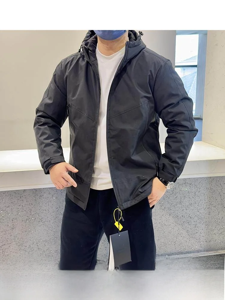 

Outdoor Men's Cotton Jaet Hooded Thermal Soft ell Coat Thiened Stand Version Basic Youth Trend Regular Length