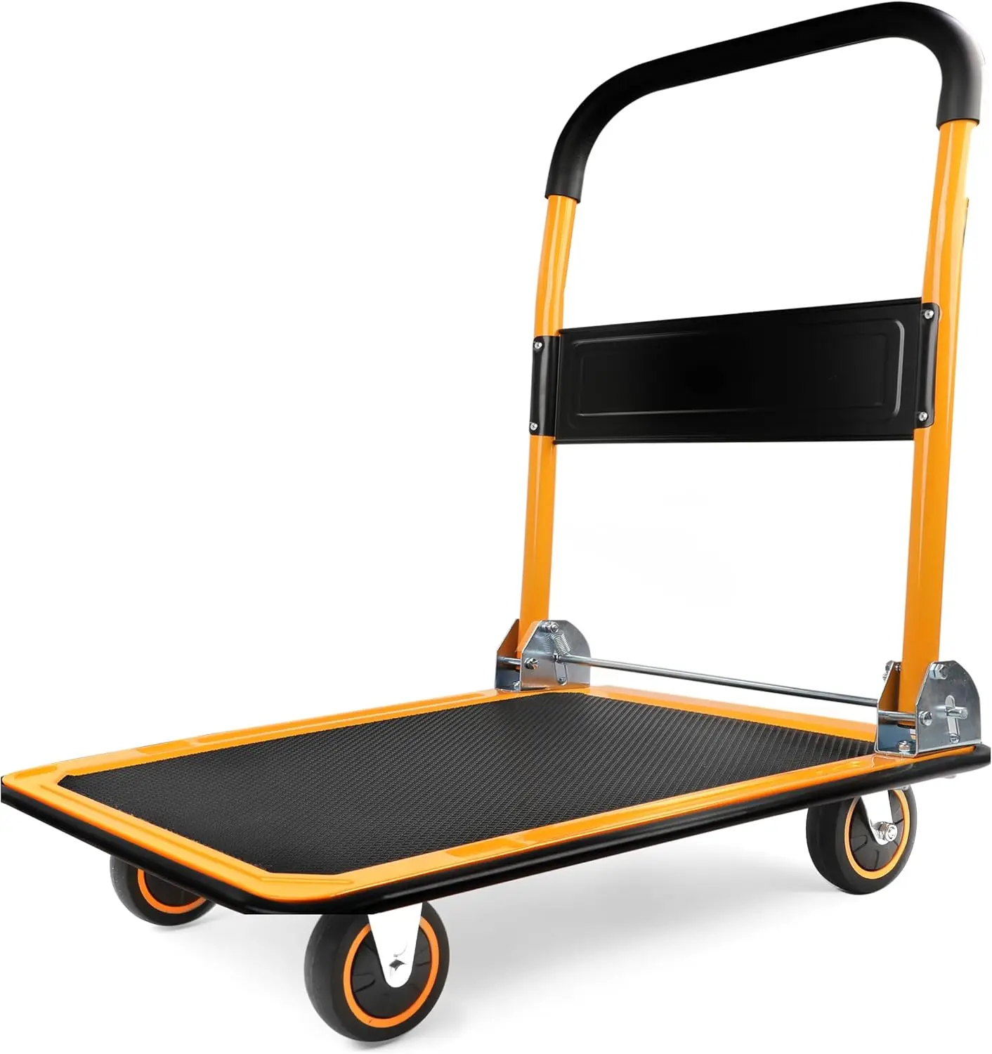 

Foldable Platform Truck Push Dolly with 330 lb Capacity, Black & Yellow Heavy-Duty Handle for Home, Garage, Warehouse