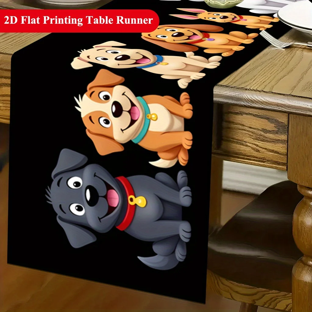 Various Dog Breeds Table Runner - 1PC Cute Puppy Easy Clean Dining Coffee Table TV Stand Holiday Party Cover