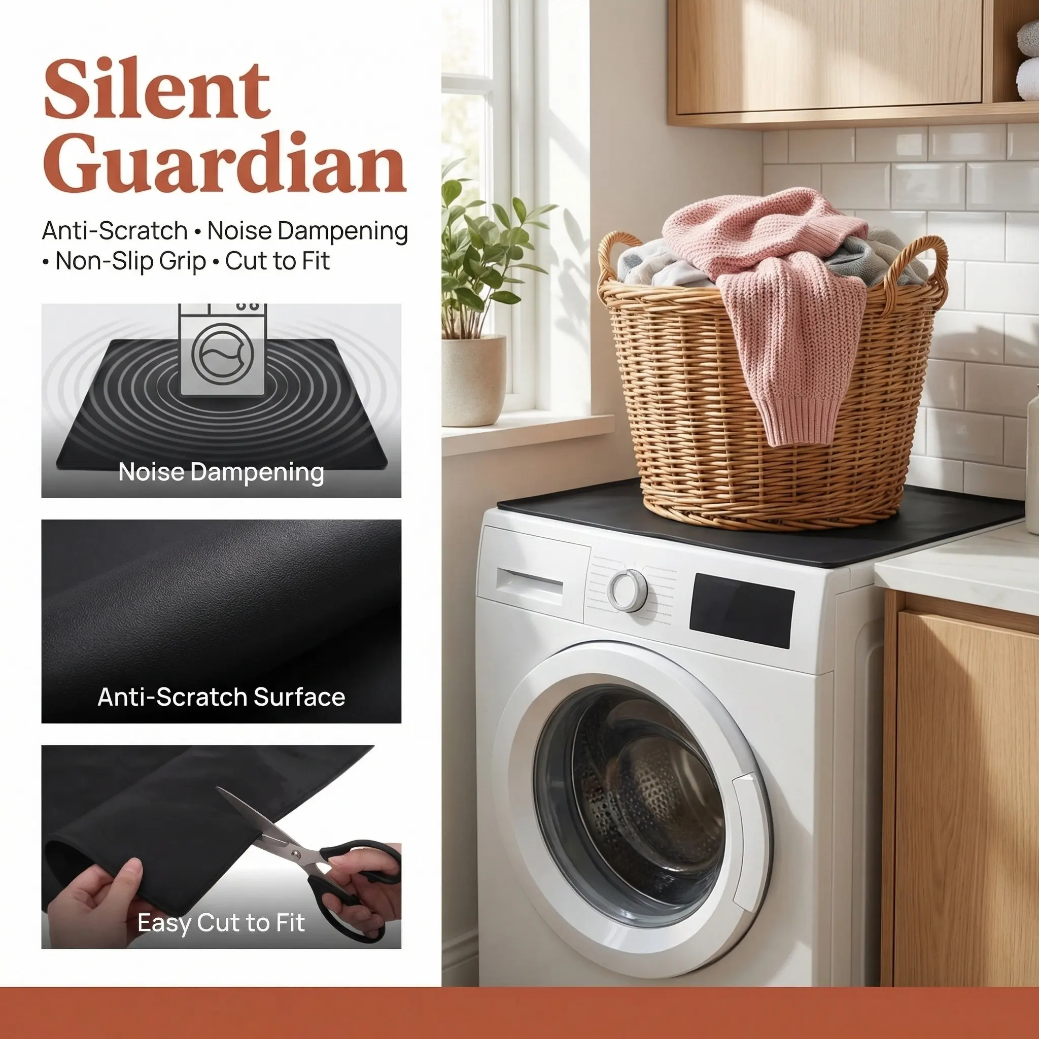 Silicone Washer Dryer Top Cover Waterproof Non Slip Protective Mat Scratch UV Resistant Washing Machine Pad