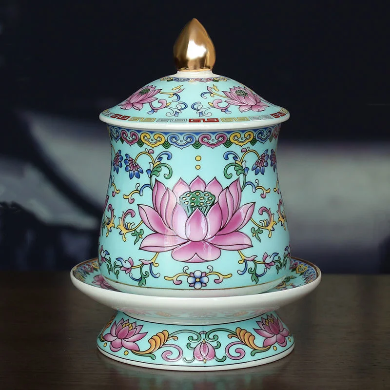 Enamel Lotus Offering Cup Holy Water Cup Buddhist Altar Enshrines Holy Water Cup