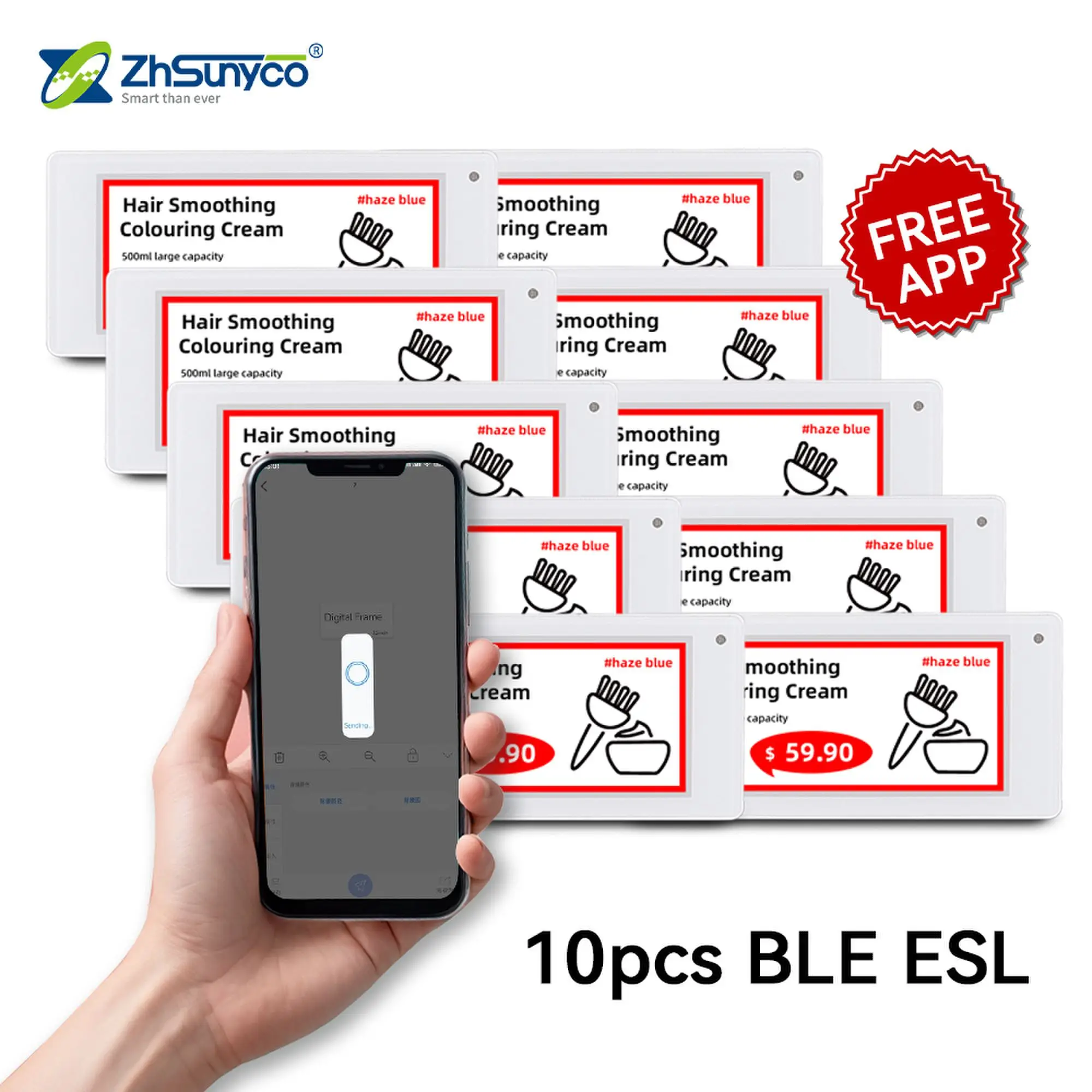 

Price Tag Digital Supermarket Electronic Shelf Label Ble 10pcs 2.9" Shelf Label