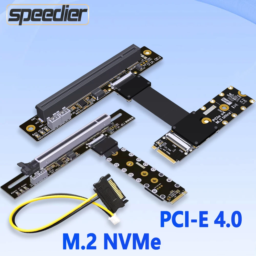 

PCI-E 4,0 x 16 до M.2 NVMe PCl Гибкий удлинитель M Key SSD Riser Видеокарты Удлинительный кабель-адаптер Gen4 GPU 64 Гбит/с Полная скорость