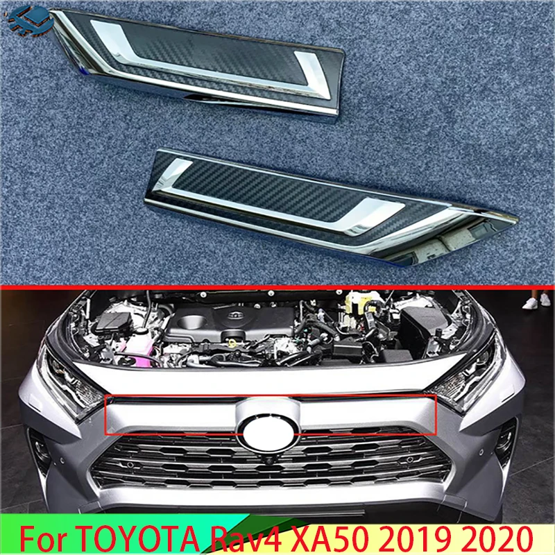 

For TOYOTA Rav4 Hybrid (XA50) 2019 2020 ABS Chrome Front Center Mesh Grille Cover Radiator Strip Trim Decoration Car Styling