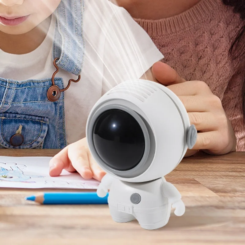 

Neck Hanging Fan 3 Adjustable Speeds USB Rechargeable Cute Space Man Quiet Portable Handheld Fan For Kids Outdoor