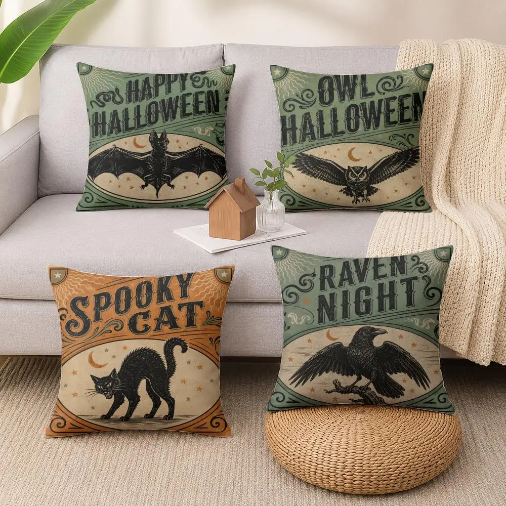 Midnight Gothic Halloween Cushion Cover Luxury Soft Plush Short Fur Cushion Case Warm Cozy Sofa Bed Decorative Home Accent