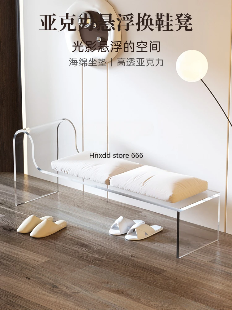 Acrylic Home Shoe Changing Stool Home Doorway Long Stool Light Luxury Footstool Suspension Chair