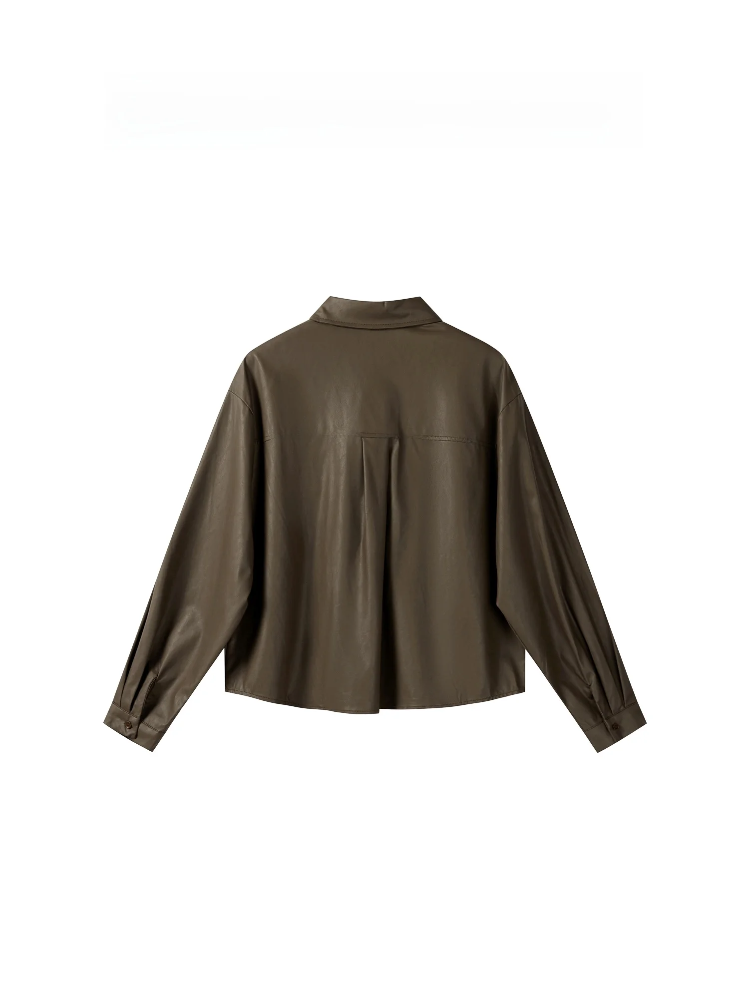 American Retro Brown Collar Leather Jaet Women's 2025 Early Autumn Motorcycle Sle Loose Fit Long Sve Regular Length