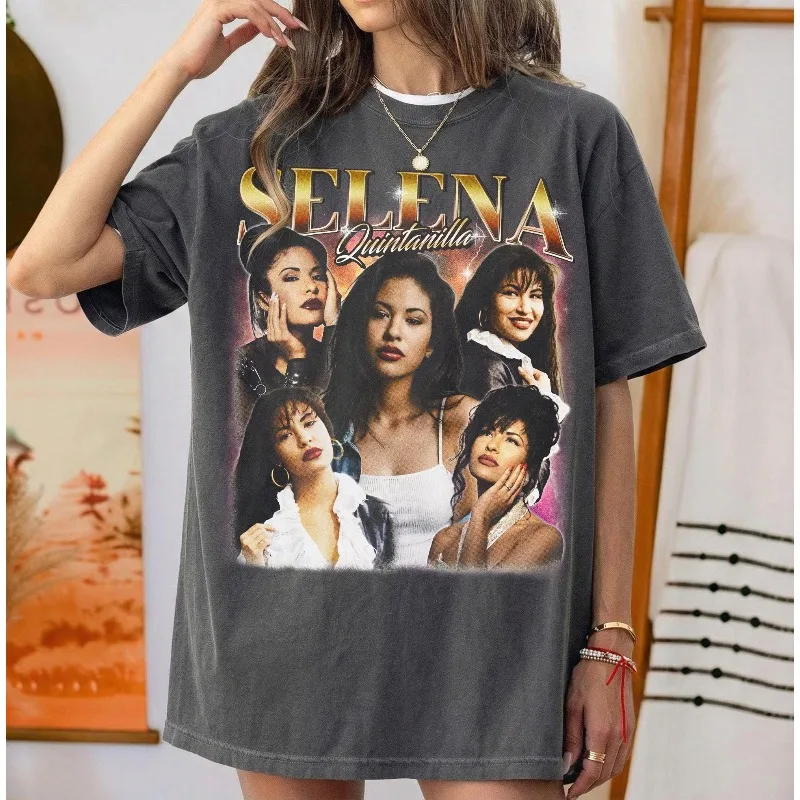 Retro Texas Music Idol Pattern T-shirt, Mexican American Singer Peripheral Unisex Cotton Casual Street Style T-shirt