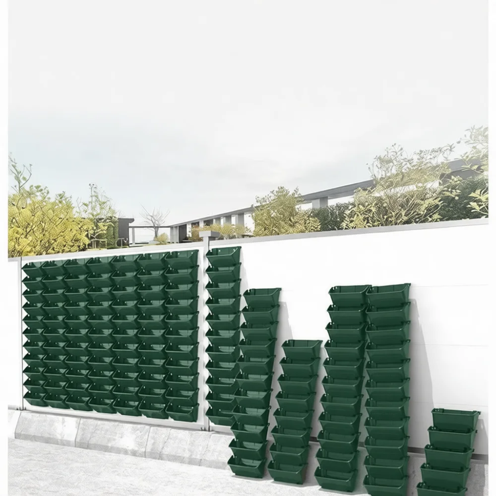 Plastic Garden Wall Planter Modular Flower Pot Vertical Green Container Durable Breathable Home Yard Decor