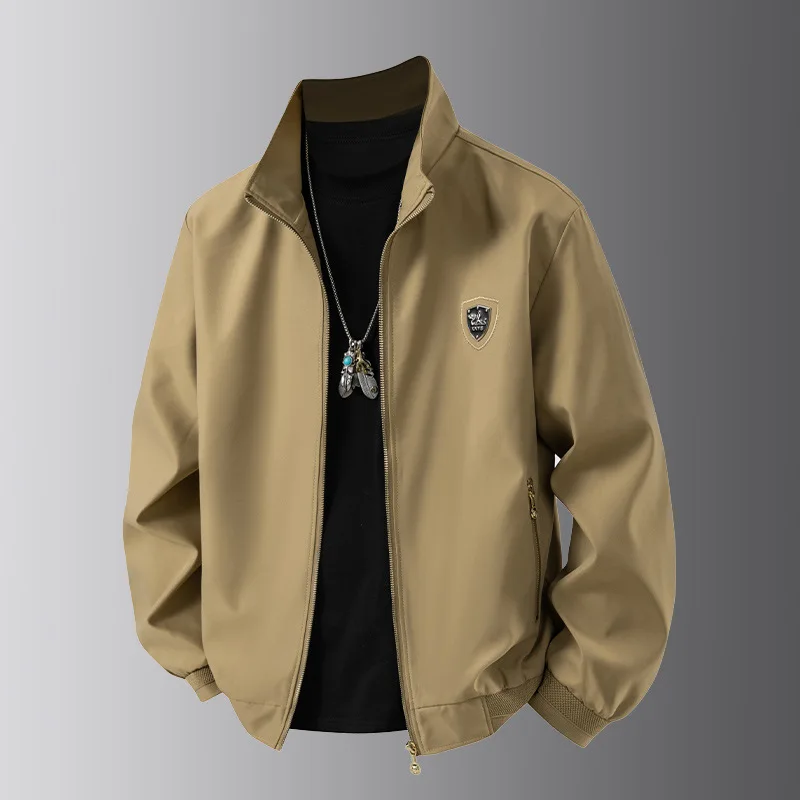 

2025 Новая весенне-осенняя деловая повседневная куртка с воротником-стойкой, модная и модная мужская куртка