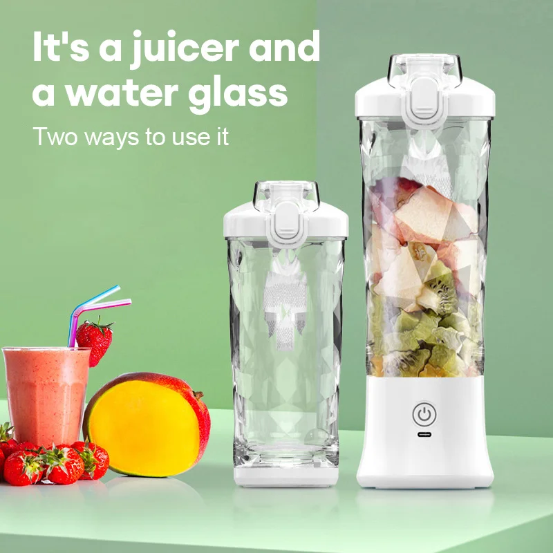 Portable Blender, USB Rechargeable Personal Size Smoothie Mixer, 600ml Juicer with Six Blades, 4000mah Mini Fruit Juice Machine