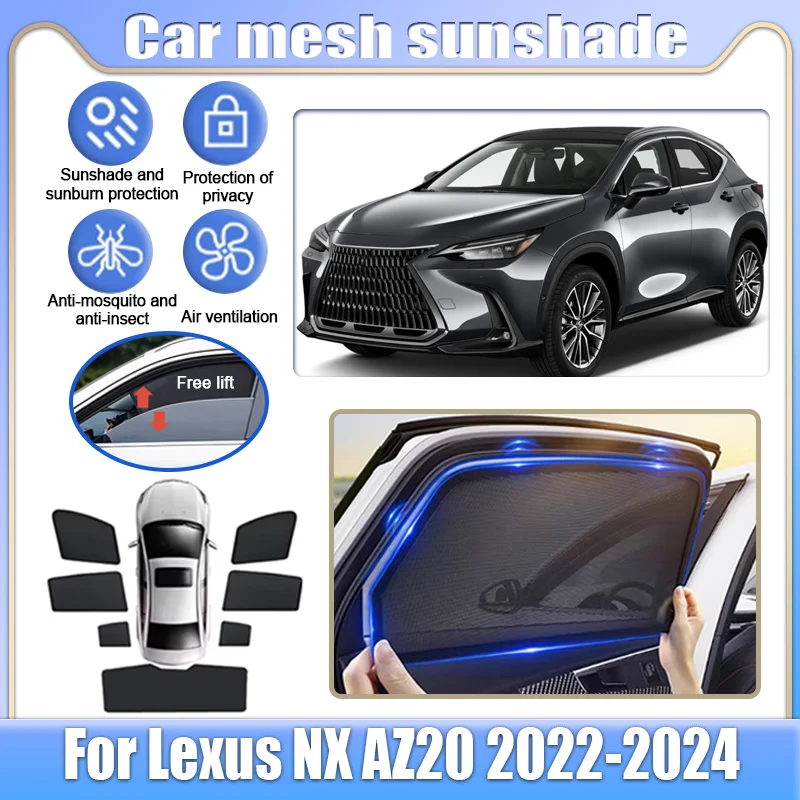 

Магнитные сетчатые солнцезащитные шторки для Lexus NX 350H AZ20 2022 2023 2024, для лобового и боковых стекол, теплоизоляционные аксессуары