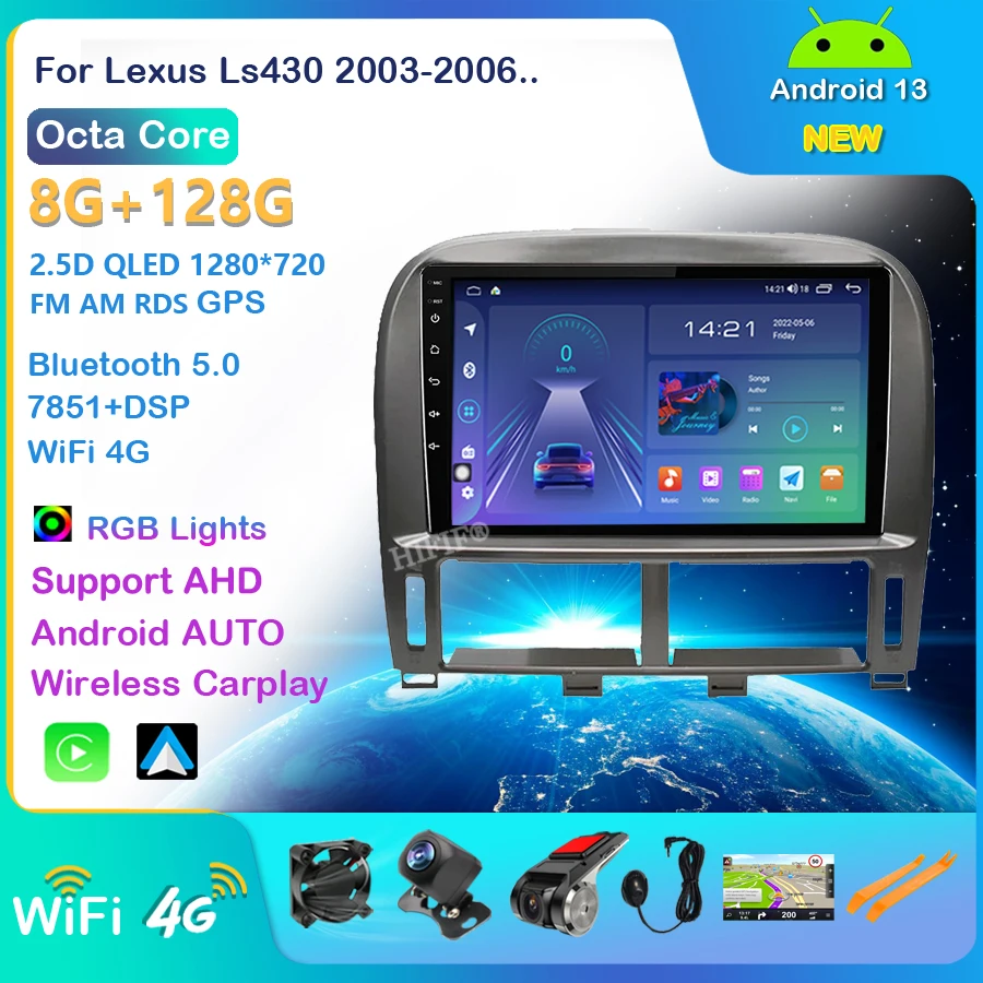 

Android 13 для Lexus Ls430 (2003-2006) автозапчасти радио QLED экран магнитофон GPS Navi мультимедийный видеоплеер головное устройство DVD