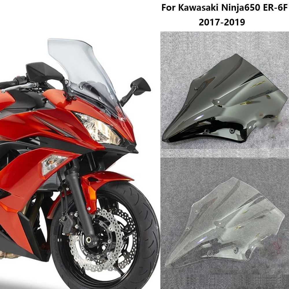 Windshield Windscreen For Kawasaki Ninja 650 ER6F EX650 2017 2018 2019 Motorcycle Accessories Wind Screen Deflectors Parabrisas