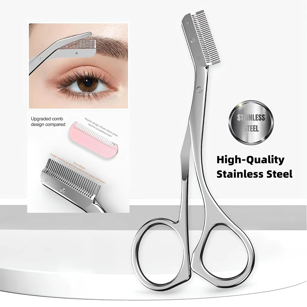 3pcs Set Eyebrow Kit For Women And Men Stainless Steel Eyebrow Grooming Set Including Eyebrow Comb Scissor, Eyebrow Trimmer Tool