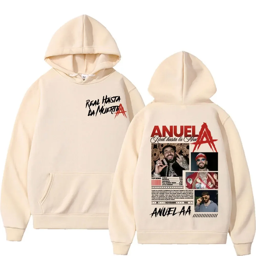 Rapper Anuel AA Real Hasta La Muerte World Tour 2025 Merch Sweatshirt Men Women Fashion Hip Hop Hoodie Streetwear Casual Hoodies