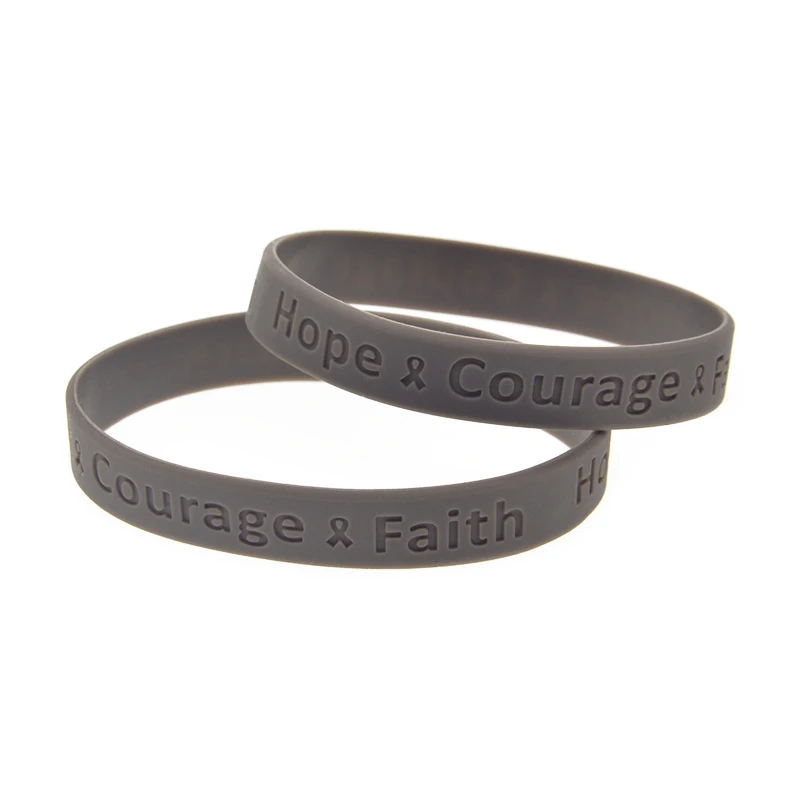1 قطعة/5 قطعة الأمل الشجاعة الإيمان السرطان الوعي سيليكون الإسورة Debossed الشريط شعار تحفيزية أساور الخيرية #2