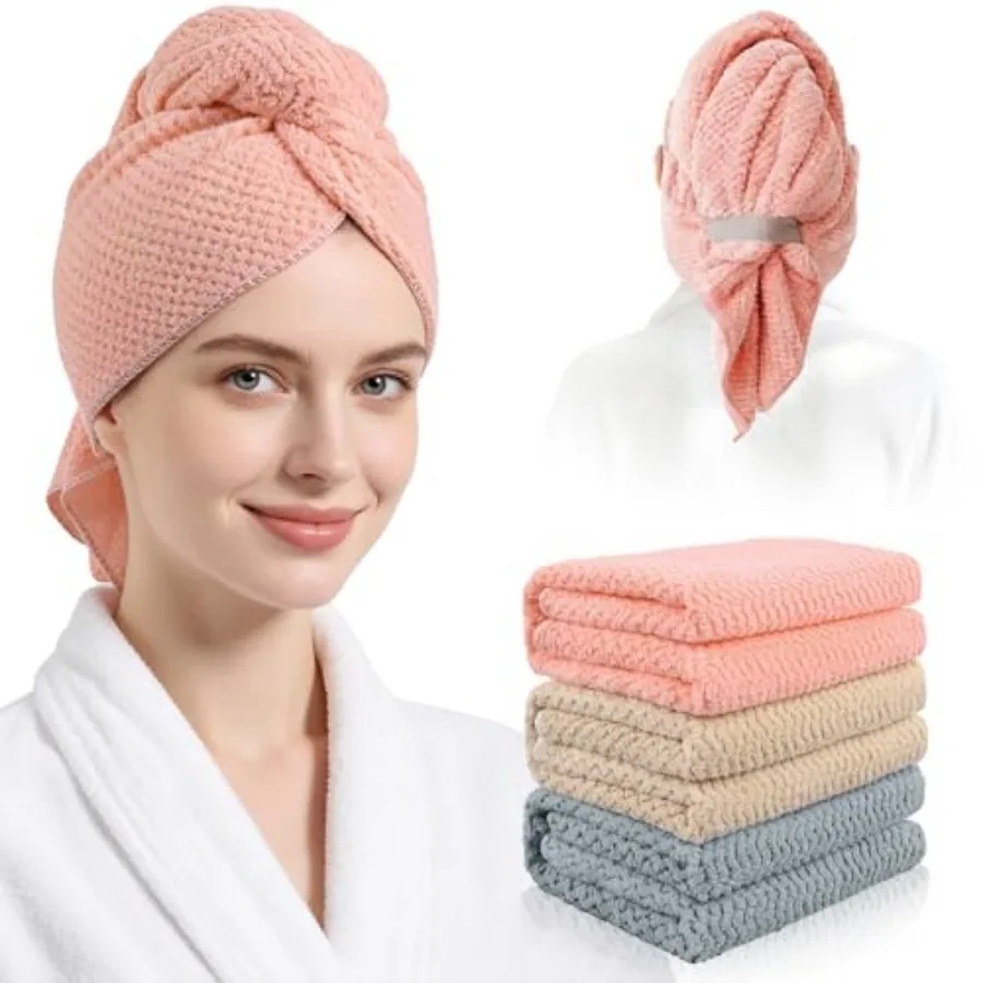 

3 Pack Microfiber Hair Drying Towels for Women, Super Absorbent Microfiber Hair Towel for Curly Hair, Hair Drying Towel Wrap fo