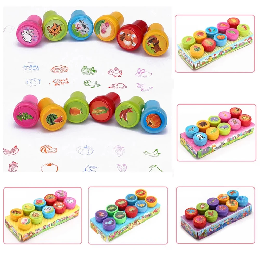 Kinder Stamper Spielzeug DIY Panda Runde Scrapbook Stempel Cartoon Stempel Dinosaurier Stempel Gummistempel
