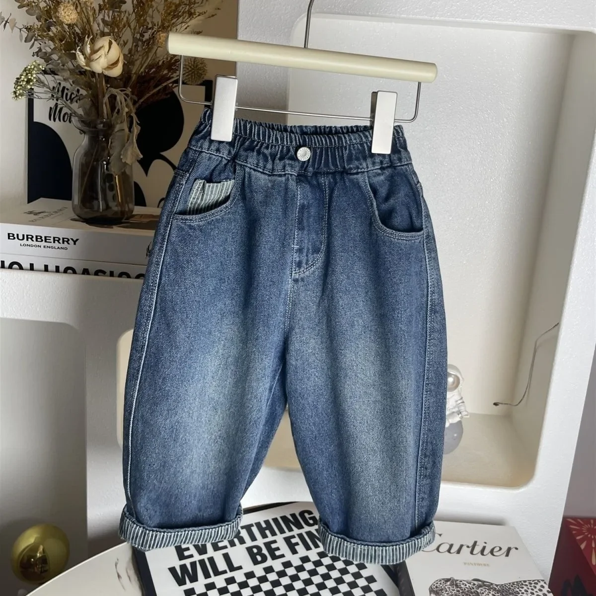 

Super Soft Children's Jeans Spring Autumn New Style Loose Straight Leg Pants for Boys And Girls Kids Clothing