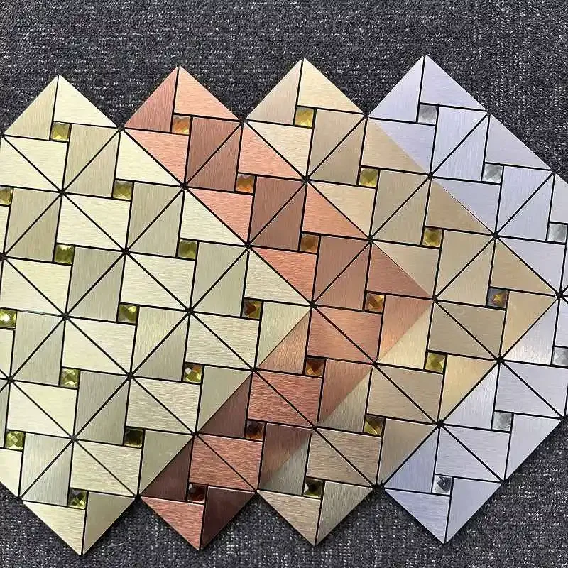 

4pcs/lot Mosaic Metal square Aluminum Plastic Panel Wall Sticker Self-adhesive Waterproof Kitchen Bathroom Tiles Wall Decors 97