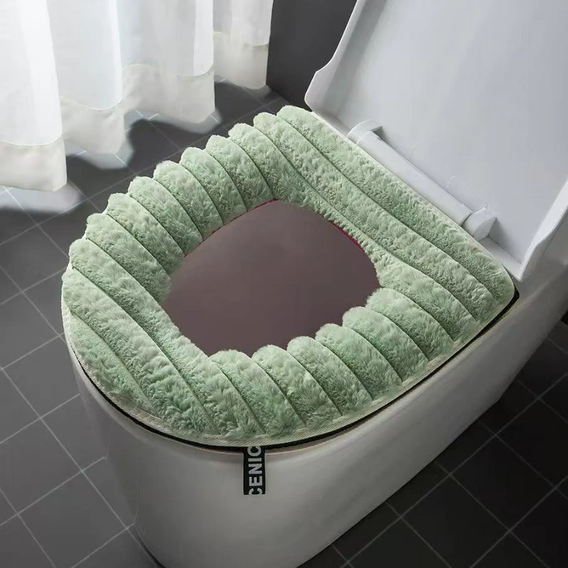 Home Plush Heated Toilet Seat Cover with Zipper, Thickened Universal Toilet Ring, Simple Cold-Resistant Toilet Seat Cover