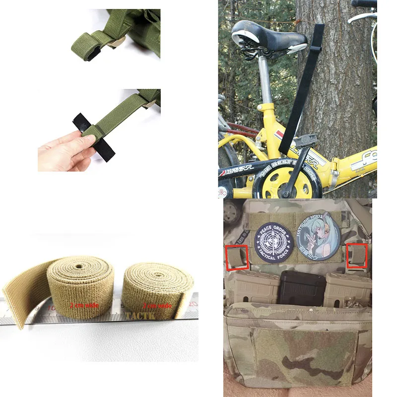 Tactical fastening straps, cable storage organizers, 20mm x 1 yard hook and loop ties for gear bundling, backpack fastening