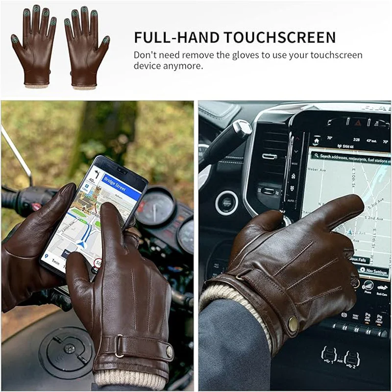 Leather Gloves Men for Winter,перчатки мужские кожаные,Winter Gloves,Guantes para frio,Waterproof,Gants cuir homme,Warm Gloves