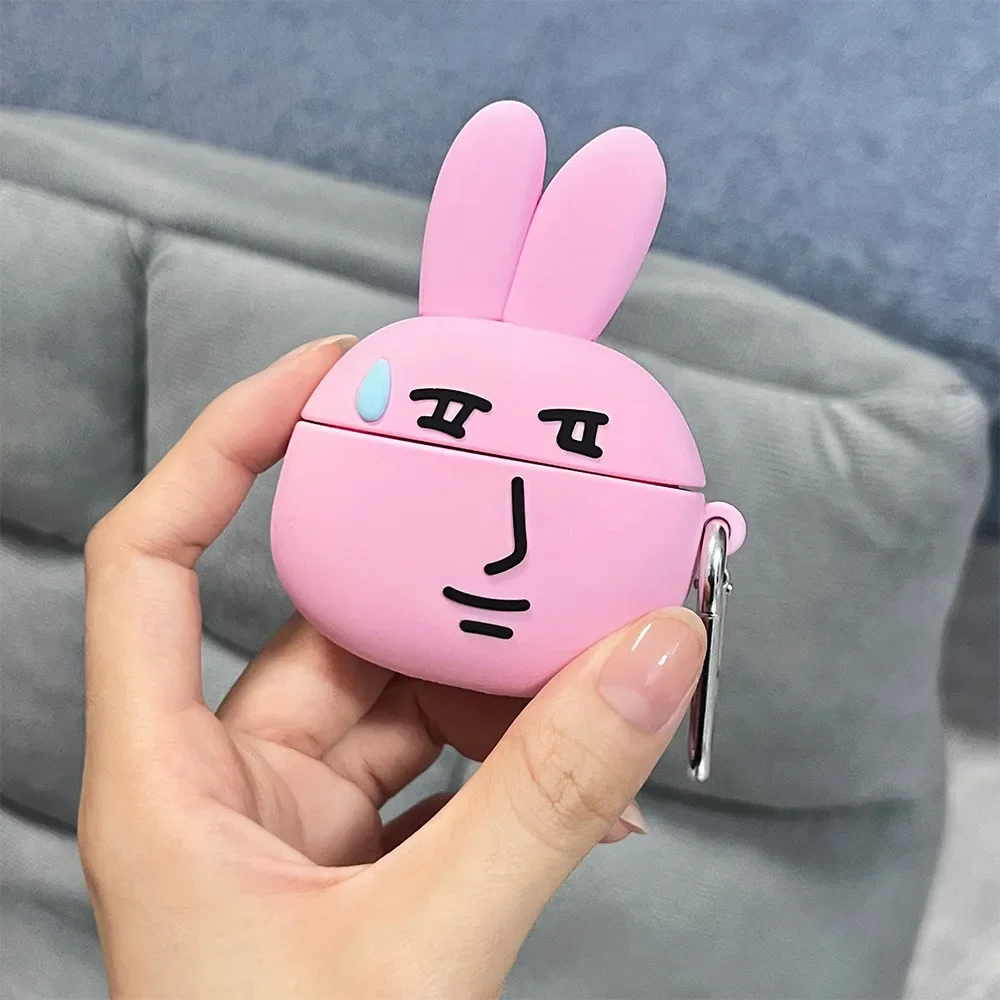 

Spoof Pink Rabbit Case for AirPods 4 Airpod 1 2 3 Pro Pro2 Bluetooth Earbuds Charging Box Protective Earphone Case Cover