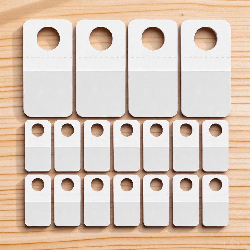 

200Pcs PVC Hooks Transparent Hanging Tabs with Round Hole Strong Adhesive for Office Home Boutique Shop Display Solutions