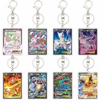 Anime Pokemon Game Card Acrylic Keychain Charizard Venusaur Flareon Sylveon Gardevoir Espeon Umbreon Mewtwo Key Chain Pendant